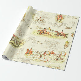 Classy Vintage English Horse Riders Hounds Hunting Presentpapper