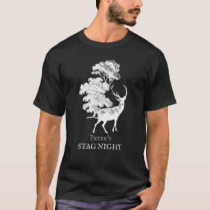 Classy Vintage Hjort Forest Silhouette Stag Party T Shirt
