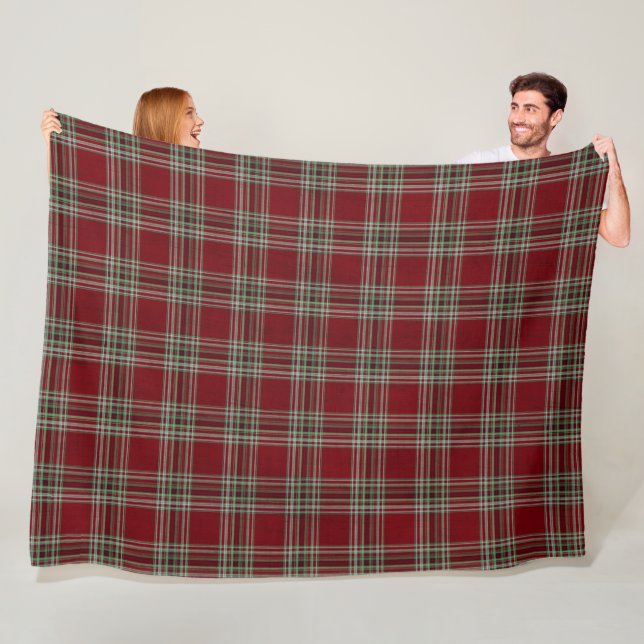 Classy Vintage Red Green Textured Tartan Plaid  Fleecefilt (På plats)