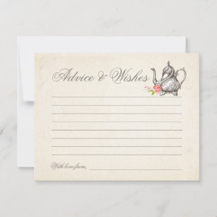 Classy Vintage Tea Party Advice and Önskemål Card