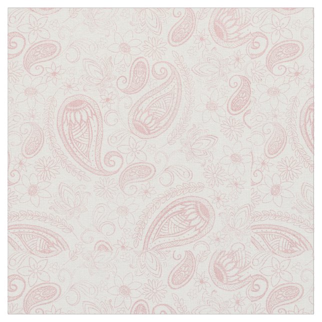 Classy Vit ros Guld Glitter Paisley Blommigt Tyg (Närbild)