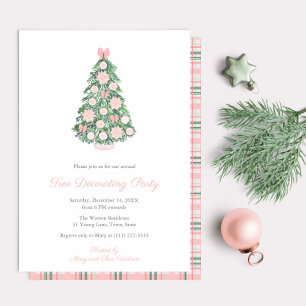 Classy Watercolor Julgran dekorerar Party Inbjudningar