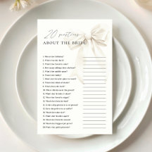 Classy White Bow 20 Frågor om Bride Game