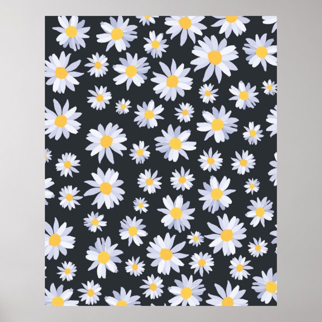 Classy White Daisy Flowers Botanical Poster (Framsidan)