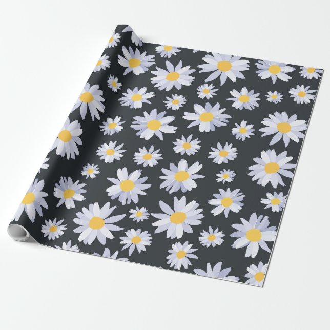 Classy White Daisy Flowers Botanical Presentpapper (Utrullad)