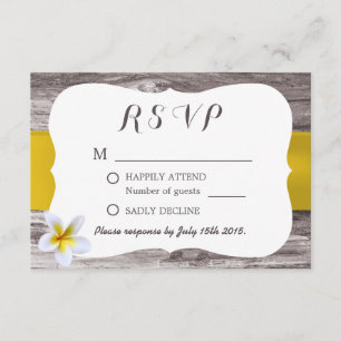 Classy White Frangipani Theme Bröllop OSA Kort