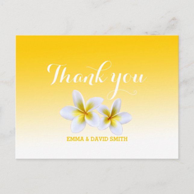 Classy White Frangipani Theme Tack Vykort (Framsida)