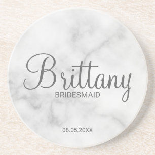 Classy White Marble Personlig Bridesmaids Underlägg