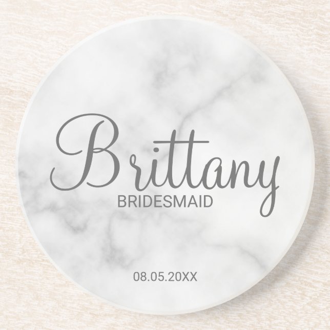 Classy White Marble Personlig Bridesmaids Underlägg (Framsidan)