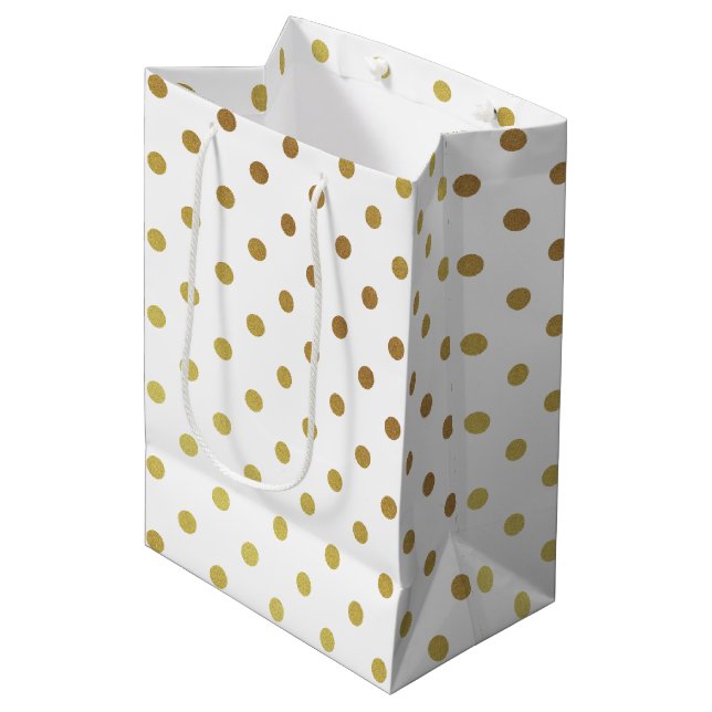Classy White och Guld Glitter Polka dots (Framsidan Vinklad)