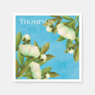 Classy White Peonies Blommigt Bouquet Pappersservett