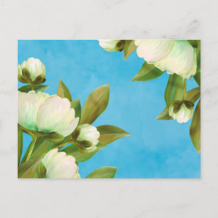 Classy White Peonies Blommigt Bouquet Vykort
