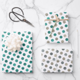 Classy White Teal & Silver Polka dots Modern Julaf
