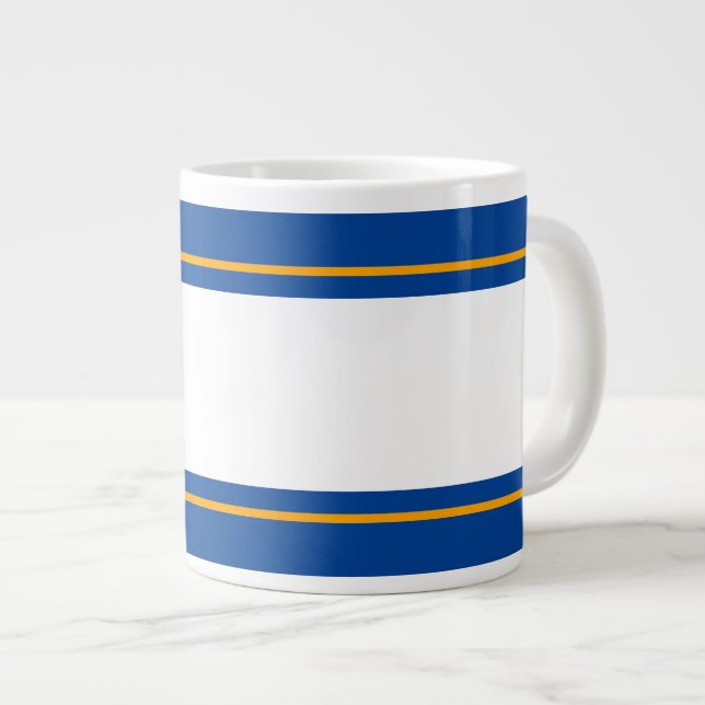 Classy Wide White Royal Blue Gult Tävla Rand Jumbo Mugg (Framsida höger)