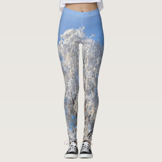 Classy Winter Frost Träd och Gren Designad Leggings