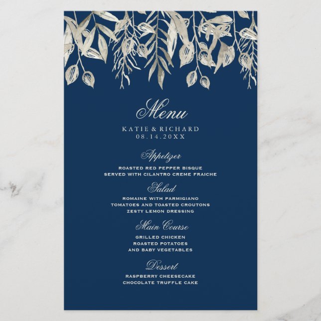Classy Winter Wedding Bröllop Menu (Framsida)