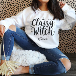 Classy Witch Halloween Anpassade Sweatshirt T Shirt