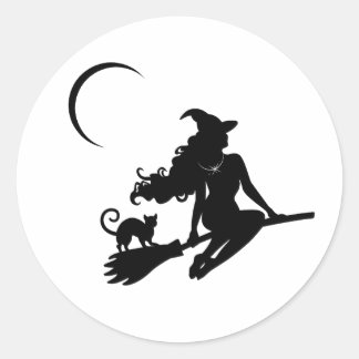 Classy Witch Halloween Sticker Runt Klistermärke