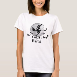 Classy Witch och Måne Halloween T Shirt