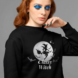 Classy Witch och Måne Halloween T Shirt