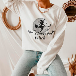 Classy Witch och Måne Halloween T Shirt