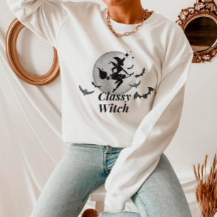 Classy Witch och Måne Halloween T Shirt