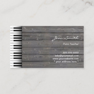 Classy Wood Background Music Piano Teacher Visitkort