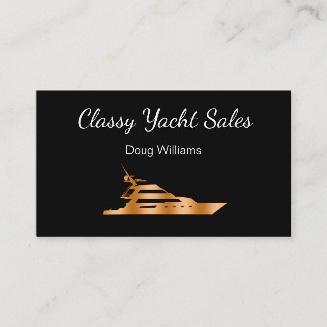 Classy Yacht Broker Sales Business Cardsa Visitkort (Framsida)