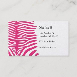Classy Zebra Skin på valfri Fuchsia med Färg-kort Visitkort