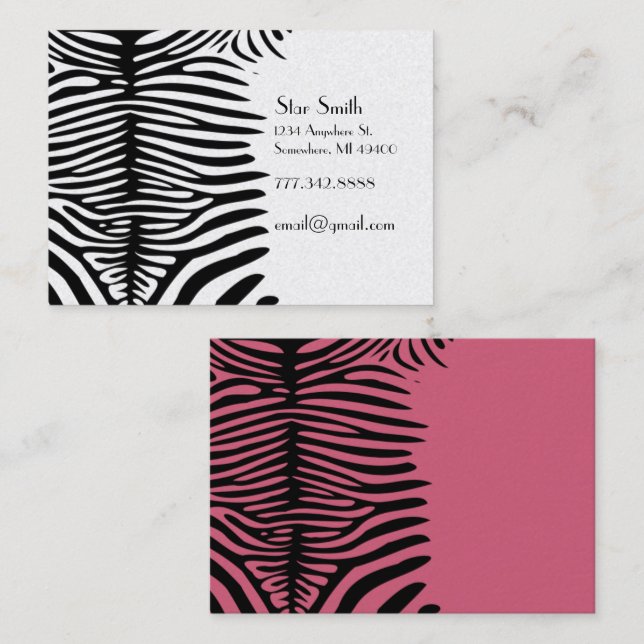 Classy Zebra Skin på valfri honeysuckle med Färg-k Visitkort (Fram/baksida)