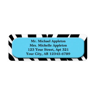 Classy Zebra tryck Aqua Blue Adressetiketter Returadress Etikett