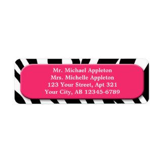 Classy Zebra tryck Berry Rosa Adressetiketter Returadress Etikett