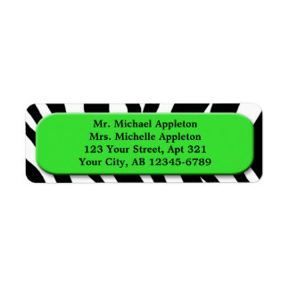 Classy Zebra tryck Lime Green Adressetiketters Returadress Etikett