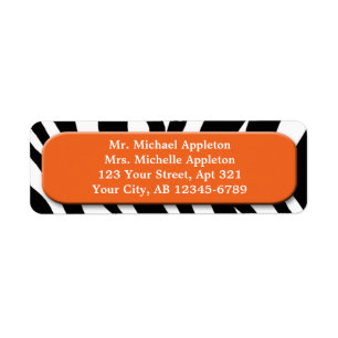 Classy Zebra tryck Orange Adressetiketter Returadress Etikett