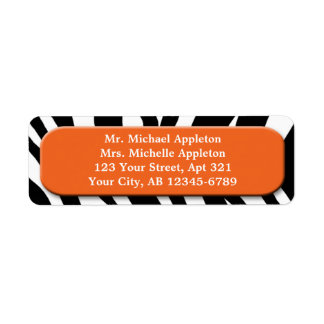 Classy Zebra tryck Orange Adressetiketter Returadress Etikett