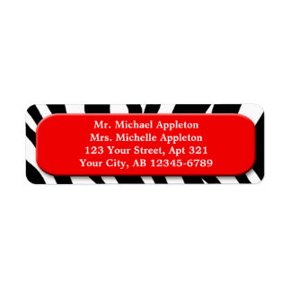 Classy Zebra tryck Red Adressetiketters Returadress Etikett