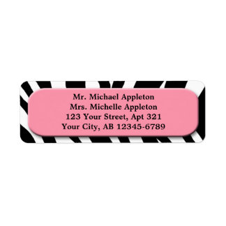 Classy Zebra tryck Rosa Adressetiketter Returadress Etikett