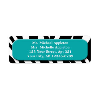 Classy Zebra tryck Teal Adressetiketter Returadress Etikett