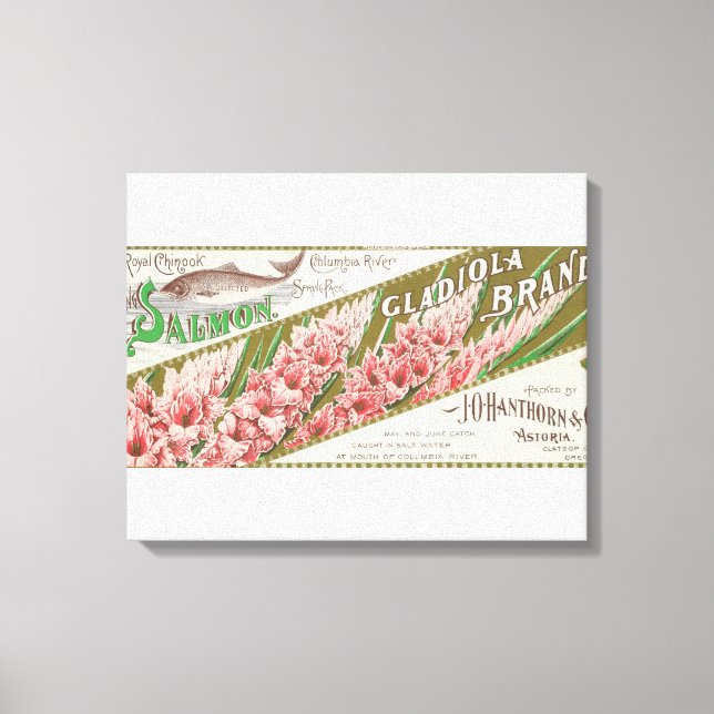 Clatsop County, Oregon - Gladiola Salmon Label Canvastryck (Framsida)