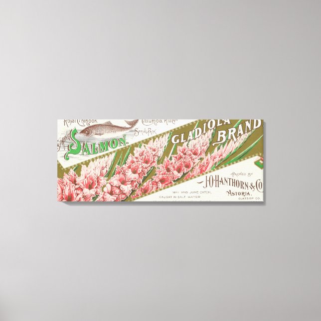 Clatsop County, Oregon - Gladiola Salmon Label Canvastryck (Framsida)