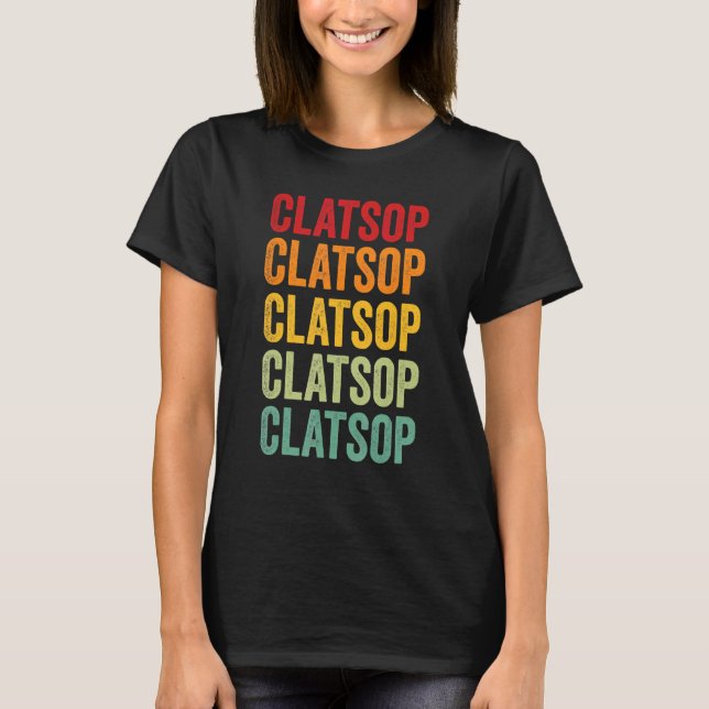 Clatsop County Oregon Rainbow Text Design T Shirt (Framsida)