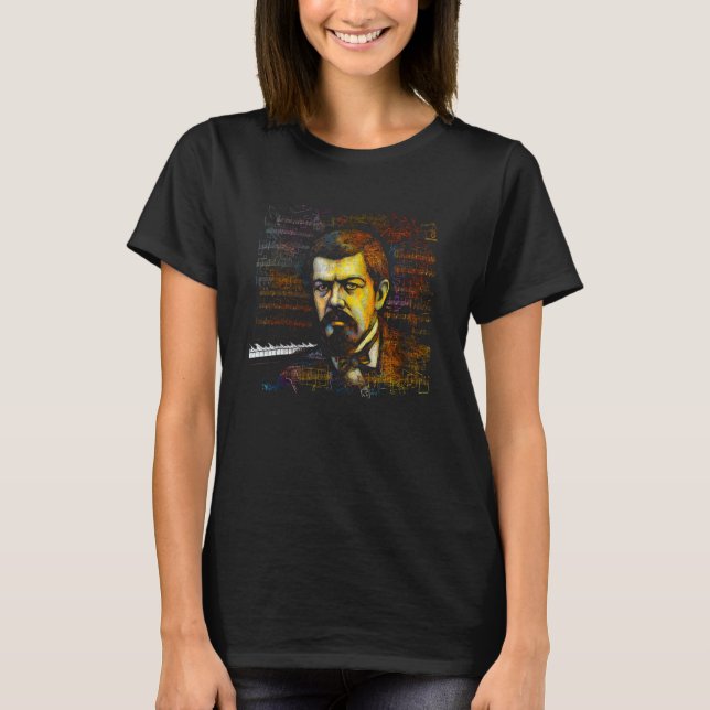 Claude Debussy Music Composer Piano 1 T Shirt (Framsida)