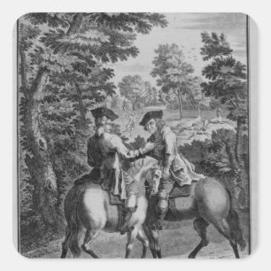 Claude Duval robbing Squire Roper Fyrkantigt Klistermärke
