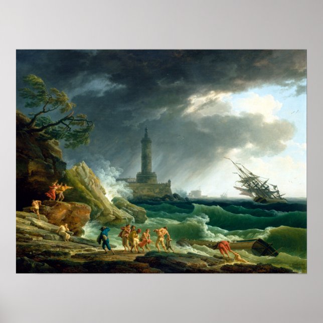Claude-Joseph Vernet A Storm på Medelhavet Poster (Framsidan)