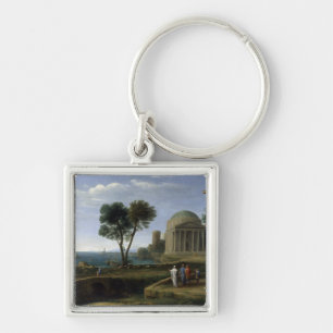Claude Lorrain Landscape med Aeneas i Delos Fyrkantig Silverfärgad Nyckelring