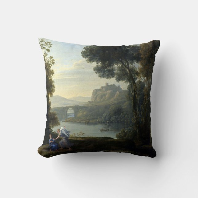 Claude Lorrain Landscape med Hagar och Angel Kudde (Framsida)