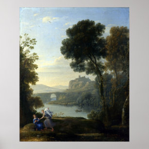Claude Lorrain landskap med Hagar och ängeln Poster