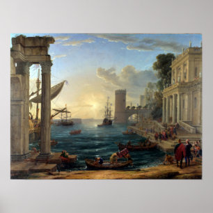 Claude Lorrain Seaport med ilastningen Poster