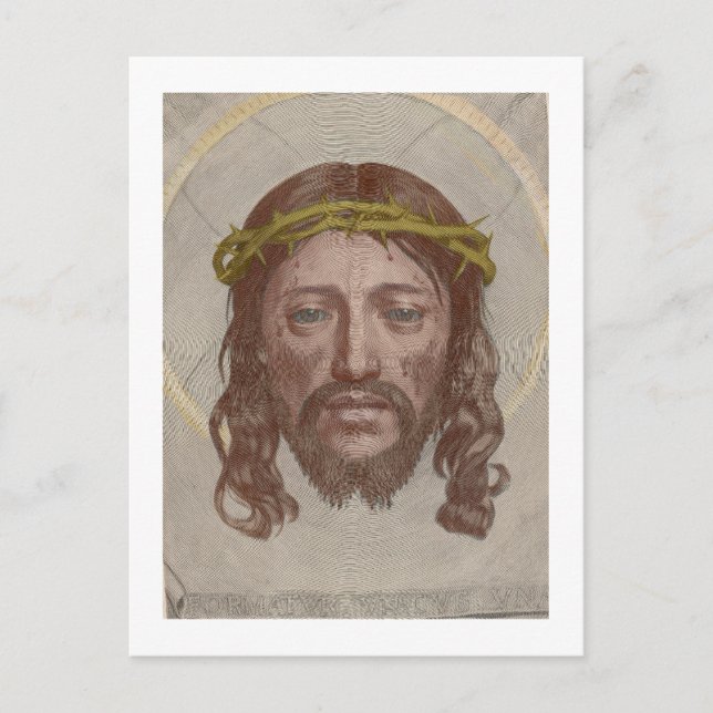 Claude Mellan’s Face of Christ 1649 engraving Vykort (Framsida)