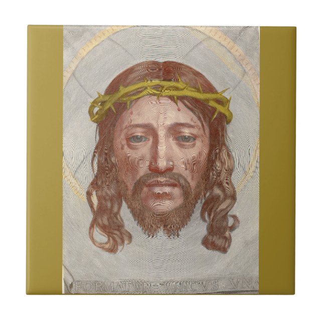 Claude Mellans Kristus ansikte 1649 gravyr Kakelplatta (Framsidan)
